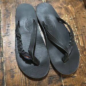 Rainbow braided black sandal